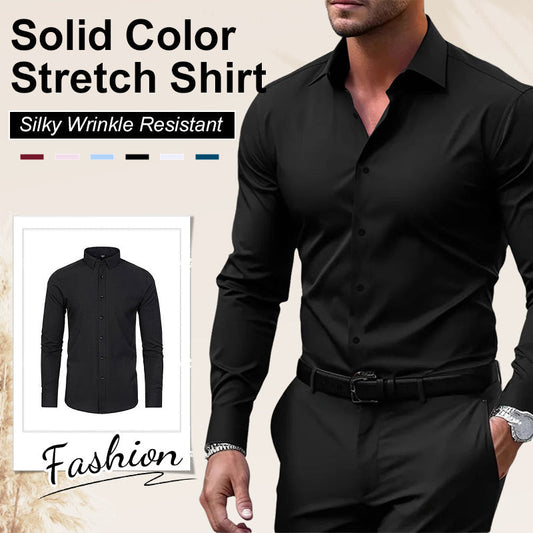 🎉Hot Sale 49% OFF🎉Men's Silky Wrinkle Resistant Solid Color Stretch Shirt