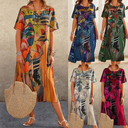 ⏰Limited-time discount🌴Flowing dress in bright tropical colors💯