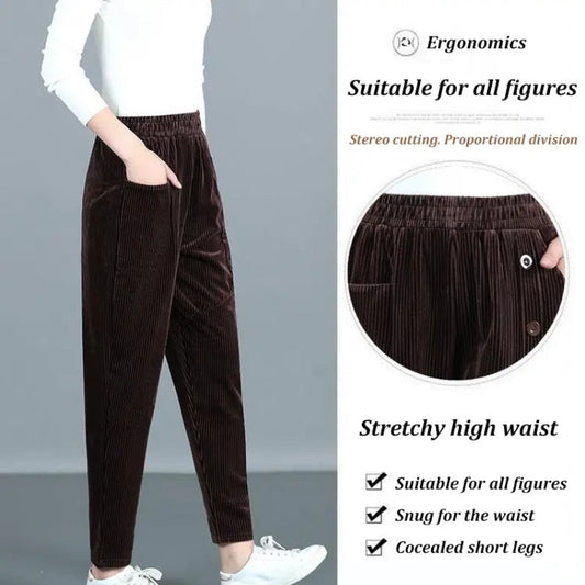 Women's High Waisted Corduroy Warm Pants