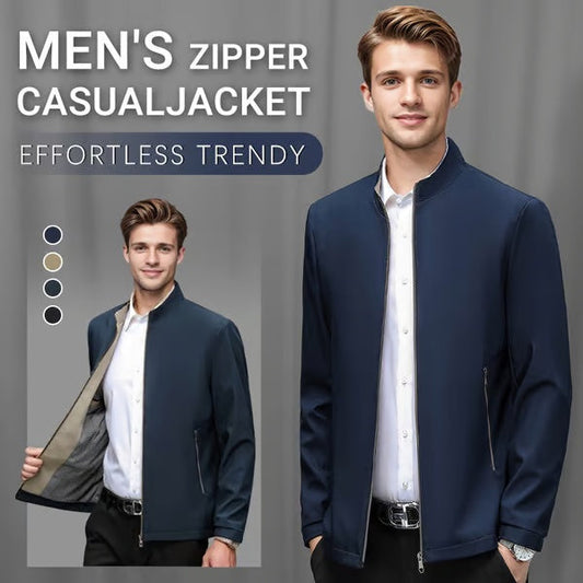 👑Casual jacket with stand-up collar and zip fastening for men
