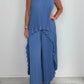 ⏳Limited Time 49% OFF🔥Laney Pleated Short Sleeve Irregular Midi Top and Elastic Waist Wide Leg Pants Set✨