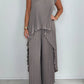 ⏳Limited Time 49% OFF🔥Laney Pleated Short Sleeve Irregular Midi Top and Elastic Waist Wide Leg Pants Set✨
