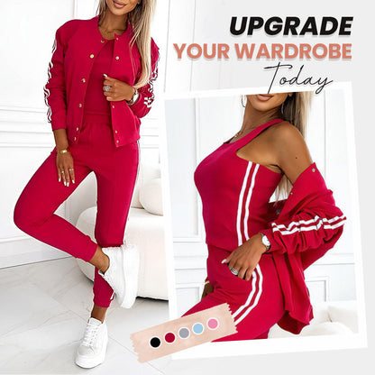 🔥Women's three-piece baseball jacket and pants set