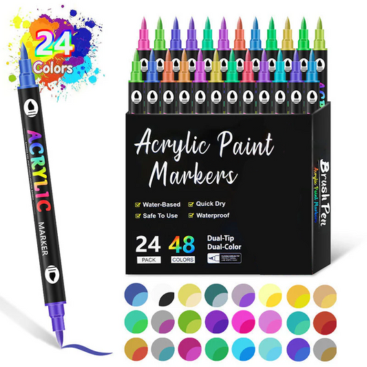 🎨Limited Sale 49% OFF🌈Dual Tip Acrylic Paint Pen Marker