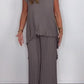 ⏳Limited Time 49% OFF🔥Laney Pleated Short Sleeve Irregular Midi Top and Elastic Waist Wide Leg Pants Set✨