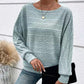 🔥👚Autumn promotion solid color round neck striped long sleeve top