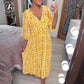 🎉LAST DAY SALE 49% OFF💖Bohemian casual print V-neck waist wrap long dress
