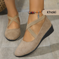 🌹Elegant Solid Color Elastic Strap Low Wedge Shoes🩰