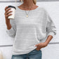 🔥👚Autumn promotion solid color round neck striped long sleeve top