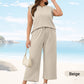 ✨2025 New Women's Casual Sleeveless Top & Wide-Leg Pants Set💃