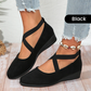 🌹Elegant Solid Color Elastic Strap Low Wedge Shoes🩰