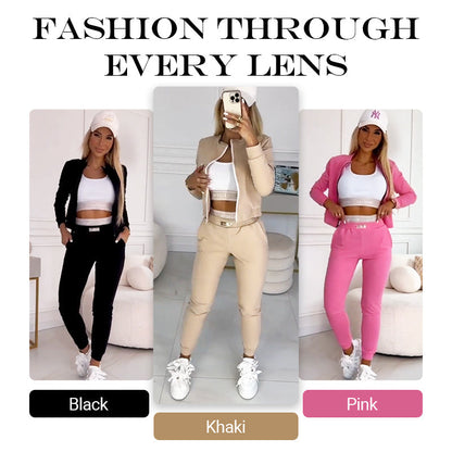 🎉Hot Sale 50% OFF😍Women's 3-Piece Zip-Up Tracksuits (jacket+vest+trousers)