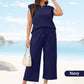 ✨2025 New Women's Casual Sleeveless Top & Wide-Leg Pants Set💃