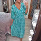 🎉LAST DAY SALE 49% OFF💖Bohemian casual print V-neck waist wrap long dress