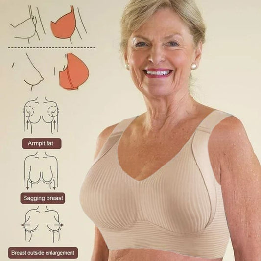 🎁Buy 1 Get 3 Packs💕Women's Ribbed Push Up Adjustable Wireless Bra🌸