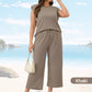 ✨2025 New Women's Casual Sleeveless Top & Wide-Leg Pants Set💃