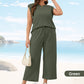 ✨2025 New Women's Casual Sleeveless Top & Wide-Leg Pants Set💃