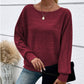 🔥👚Autumn promotion solid color round neck striped long sleeve top