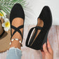 🌹Elegant Solid Color Elastic Strap Low Wedge Shoes🩰
