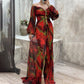 💃Women's Mixed Colors Strapless Pleated Front Split Dress✨