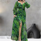 💃Women's Mixed Colors Strapless Pleated Front Split Dress✨