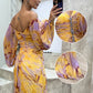 💃Women's Mixed Colors Strapless Pleated Front Split Dress✨