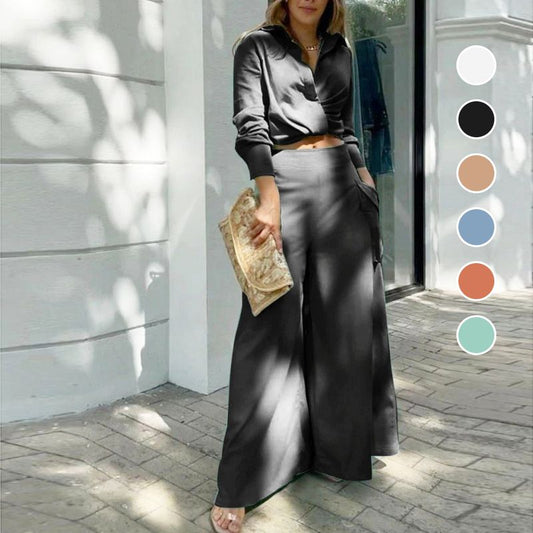 🏖️Summer Hot Sale 49% OFF🌼Elegant two-piece set: long-sleeved top with cuffs and high-waisted pants