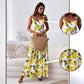 🎉Limited Sale🍋Women’s Elegant Lemon Print Spaghetti Strap Flowy Long Dress