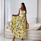 🎉Limited Sale🍋Women’s Elegant Lemon Print Spaghetti Strap Flowy Long Dress