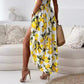 🎉Limited Sale🍋Women’s Elegant Lemon Print Spaghetti Strap Flowy Long Dress