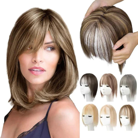 💁‍♀️ Natural Hair Toppers with Bangs – Undetectable Volume & Style! ✨👩🦰