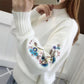✨Thick knitted jumper,🧵 adorned with floral embroidery 🍂