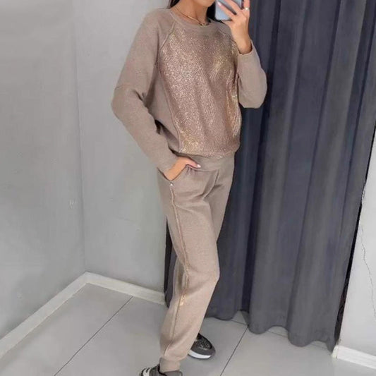 🔥LAST DAY 60% OFF✨Women's Crew Neck Top & Drawstring Pants Set