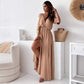 💯 Pear-shaped savior! V-neck side slit skirt|cinched waist slit, all the flesh is hidden, and the curve is fully revealed~