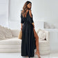 💯 Pear-shaped savior! V-neck side slit skirt|cinched waist slit, all the flesh is hidden, and the curve is fully revealed~