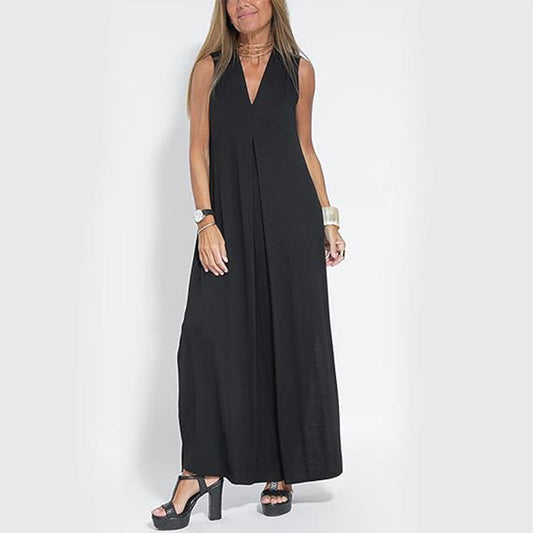 ☁️Sleeveless Deep V-Neck Loose Maxi Dress🌸