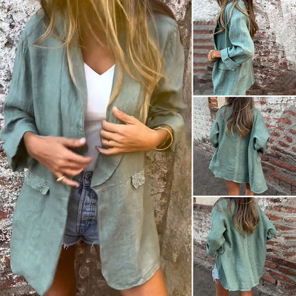 🎉Hot Sale 49% OFF🎉Women’s Cotton Linen Open Front Blazer