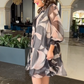 💓HOT SALE 49% OFF💥Round Neck Long Sleeve Printed Flowy Dress
