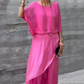 💃 Loose Top & Slit Wide-Leg Pants Chiffon 2-Piece Set✨