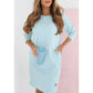 ✨Round Neck 3/4 Sleeve Dress with Pockets🍬