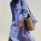 🔥Time-limited Promotion 49% OFF🌟Loose Striped Half Sleeve Shirt Dress👗