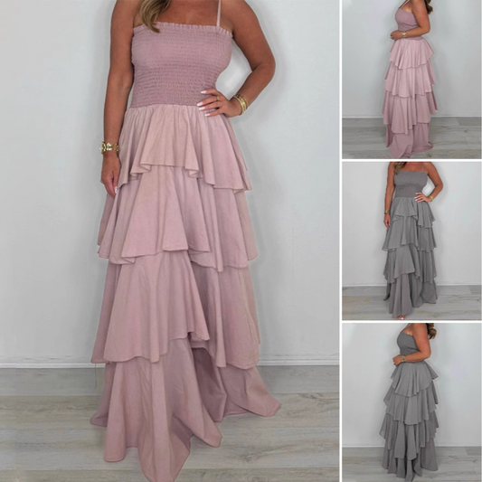 🏖️2025 New Arrivals 💃Solid Color Spaghetti Tiered Skirt