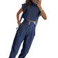 🖤Women's Trendy Fashion High-Neck Short Top & High-Waist 3/4 Length Pants Outfits♛