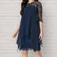 👑Women's Elegant High-Low Hem Lace Overlay Dress🌺