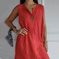 ☁️V-neck Cotton-Linen Sleeveless Dress🎐