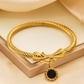 Vintage-Inspired Delicate Spiral Rope Texture Bracelet with Horseshoe Clasp
