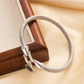 Vintage-Inspired Delicate Spiral Rope Texture Bracelet with Horseshoe Clasp