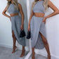 🌸New Arrival 49%OFF💖 Slim Sleeveless Top & Irregular Midi Skirt Set