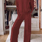 💥Women's Solid Color V-neck Top & Pants Two-piece Set
