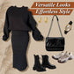 ❄️Early Winter Discount-50% OFF💃Women's Slanted Shoulder Sweatshirt & Sleeveless Dress Set